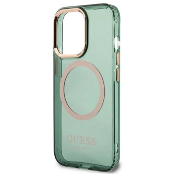 Etui Guess Gold Outline Translucent MagSafe na iPhone 13 Pro Max - zielone