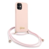 Etui Guess Metal Logo Cord na iPhone 12 mini - różowe