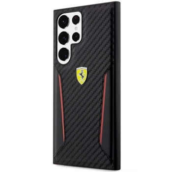 Etui Ferrari Carbon Contrast Edges na Samsung Galaxy S23 Ultra - czarne