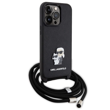 Etui Karl Lagerfeld Crossbody Saffiano Metal Pin Karl&Choupette na iPhone 13 Pro / iPhone 13 - czarne