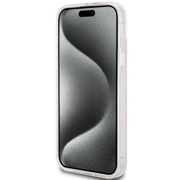 Etui Guess IML 4G Gold Stripe na iPhone 15 / 14 / 13 - różowe