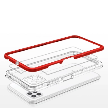 Clear 3in1 etui do Samsung Galaxy A22 5G żelowy pokrowiec z ramką czerwony