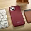 iCarer CE Premium Leather Folio Case skórzane etui iPhone 14 Plus z klapką magnetyczne MagSafe czerwony (WMI14220715-RD)