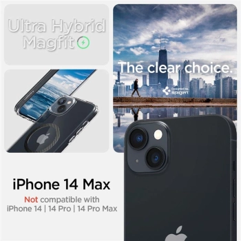 Etui Spigen Ultra Hybrid Mag z MagSafe na iPhone 14 Plus - przezroczysto-szare