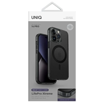 Etui Uniq LifePro Xtreme Magclick Charging na iPhone 14 Pro - szaro-czarne