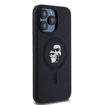 Etui Karl Lagerfeld Silicone Karl&Choupette Ring MagSafe na iPhone 15 Pro Max - czarne