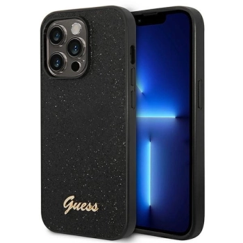 Etui Guess Glitter Script na iPhone 14 Pro Max - czarne