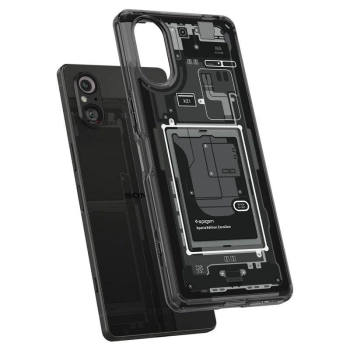 Etui Spigen Ultra Hybrid na Sony Xperia 5 V - ciemnoszare (wzór Zero One)