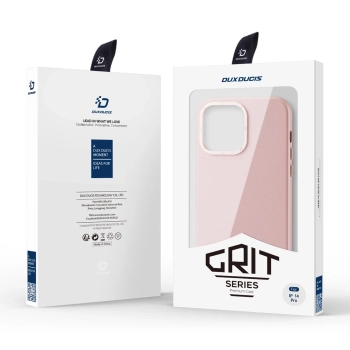 Dux Ducis Grit skórzane etui do iPhone 14 Pro elegancki pokrowiec ze sztucznej skóry (kompatybilne z MagSafe) różowy