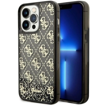 Etui Guess Liquid Glitter 4G Transculent na iPhone 14 Pro Max - czarne