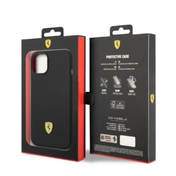 Etui Ferrari Silicone Metal Logo Magsafe na iPhone 14 - czarne