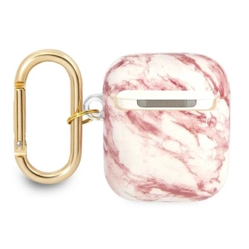 Etui Guess Marble Strap Collection na AirPods 1/2 - różowe