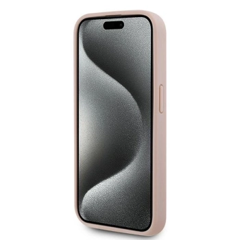 Etui Karl Lagerfeld Leather Monogram Metal Logo na iPhone 15 Pro - różowe