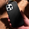iCarer Case Leather pokrowiec etui z naturalnej skóry do iPhone 14 Pro Max czarny (WMI14220708-BK) (kompatybilne z MagSafe)