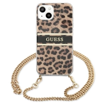 Etui Guess Leopard na iPhone 13 mini - jasnobrązowe