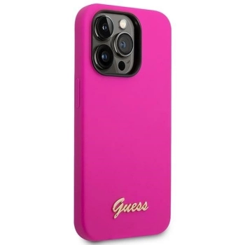 Etui Guess Silicone Vintage Gold Logo na iPhone 14 Pro - fuksjowe