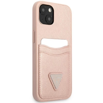 Etui Guess Saffiano Triangle Logo Cardslot na iPhone 13 - różowe