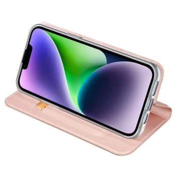 Etui z klapką i portfelem Dux Ducis Skin Pro do iPhone 15 - różowe