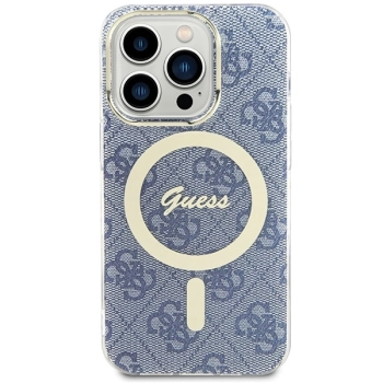 Etui Guess IML 4G MagSafe na iPhone 15 Pro Max - niebieskie
