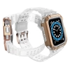 Protect Strap Band opaska z etui do Apple Watch 7 / 6 / 5 / 4 / 3 / 2 / SE (45 / 44 / 42mm) obudowa pancerny pokrowiec na zegarek przezroczysty / różo