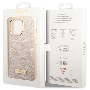Etui Guess 4G Logo Plate MagSafe na iPhone 14 Pro Max - różowe