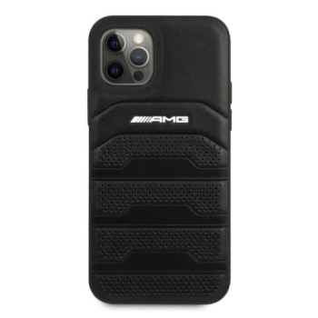 Etui AMG Leather Debossed Lines na iPhone 12 Pro Max - czarne