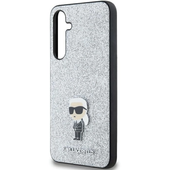 Etui Karl Lagerfeld Fixed Glitter Ikonik Logo Metal Pin na Samsung Galaxy A55 - srebrne