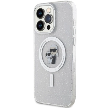 Etui Karl Lagerfeld Karl&Choupette Glitter MagSafe na iPhone 15 Pro Max - przezroczyste