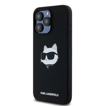 Etui Karl Lagerfeld Silicone Choupette Head MagSafe na iPhone 15 Pro Max - czarne