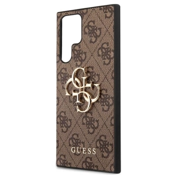 Etui Guess 4G Big Metal Logo na Samsung Galaxy S22 Ultra - brązowe