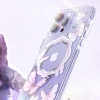 Kingxbar Butterfly Series magnetyczne etui iPhone 14 Plus MagSafe etui z motylami fioletowe