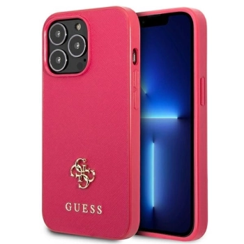 Etui Guess Saffiano 4G Small Metal Logo na iPhone 13 Pro Max - różowe