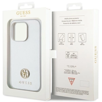 Etui Guess Strass Metal Logo do iPhone 15 Pro Max - srebrne