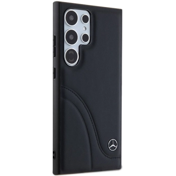 Etui Mercedes Leather Curved Stitches na Samsung Galaxy S24 Ultra - czarne