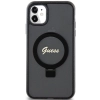 Etui Guess Ring Stand Script Glitter MagSafe na iPhone 11 / Xr - czarne