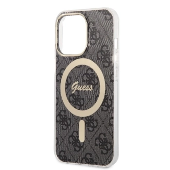 Etui Guess 4G Print MagSafe na iPhone 13 Pro Max + ładowarka indukcyjna - czarne