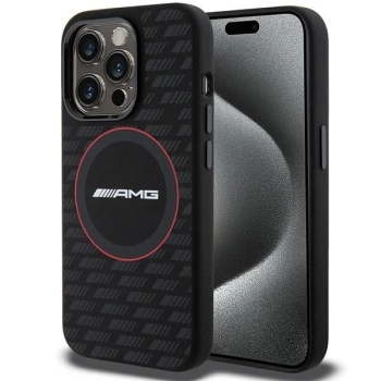 Etui AMG Silicone Carbon Pattern MagSafe na iPhone 15 Pro - czarne