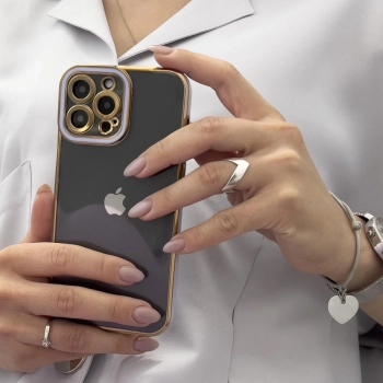 Fashion Case etui do Xiaomi Redmi Note 11 Pro żelowy pokrowiec ze złotą ramką fioletowy