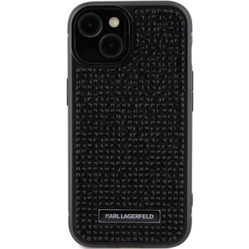 Etui Karl Lagerfeld Rhinestone Logo Metal Plate do iPhone 15 - czarne