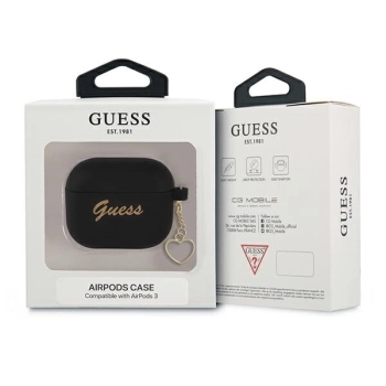 Etui Guess Silicone Charm Heart Collection na AirPods 3 - czarne