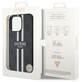 Etui Guess 4G Printed Stripes MagSafe na iPhone 13 Pro Max - czarne