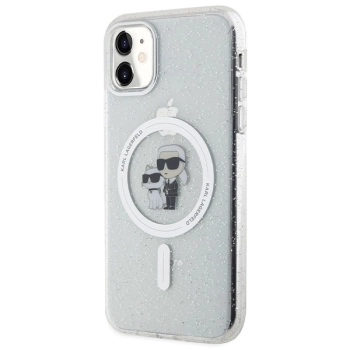 Etui Karl Lagerfeld Karl&Choupette Glitter MagSafe na iPhone 11 / Xr - przezroczyste