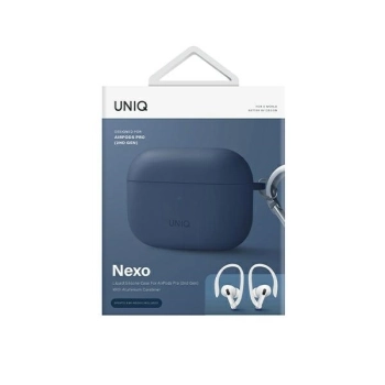 Etui Uniq Nexo na AirPods Pro 2 + haczyki na uszy - niebieskie