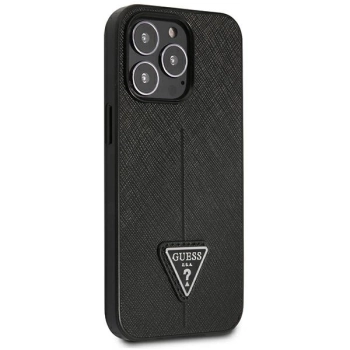 Etui Guess Saffiano Triangle Logo na iPhone 14 Pro Max - czarne