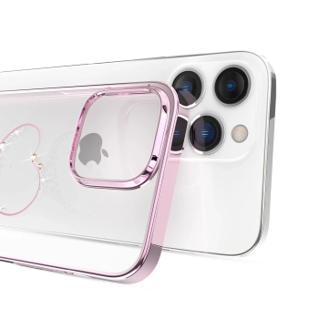 Etui silikonowe z kryształami Swarovski Kingxbar Wish Series do iPhone 14 Pro Max - różowe