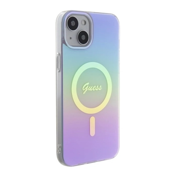 Etui Guess IML Iridescent MagSafe do iPhone 15 - fioletowe