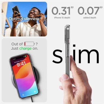 Etui Spigen Crystal Hybrid MagSafe na iPhone 15 - przezroczysto-białe