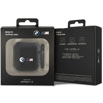 Etui BMW Carbon Double Metal Logo na AirPods 1/2 - czarne