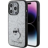 Etui Karl Lagerfeld Fixed Glitter Choupette Logo Metal Pin do iPhone 15 Pro Max - srebrne