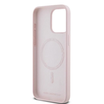 Etui Karl Lagerfeld Silicone Karl&Choupette Ring MagSafe na iPhone 15 Pro Max - różowe